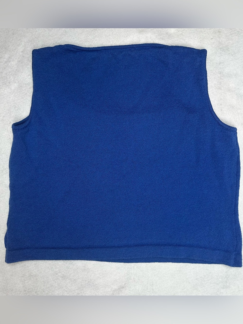 St. John Blue Cropped Wool Rayon Knit Shell Tank Top Scoop Neck M - Picture 2 of 8